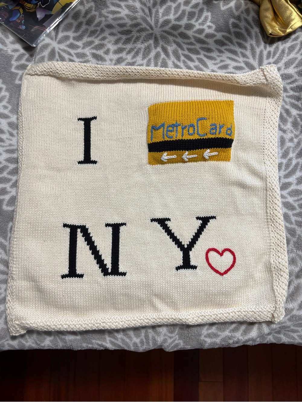 Estella 14”x14” mini NYC baby blanket. Organic cotton